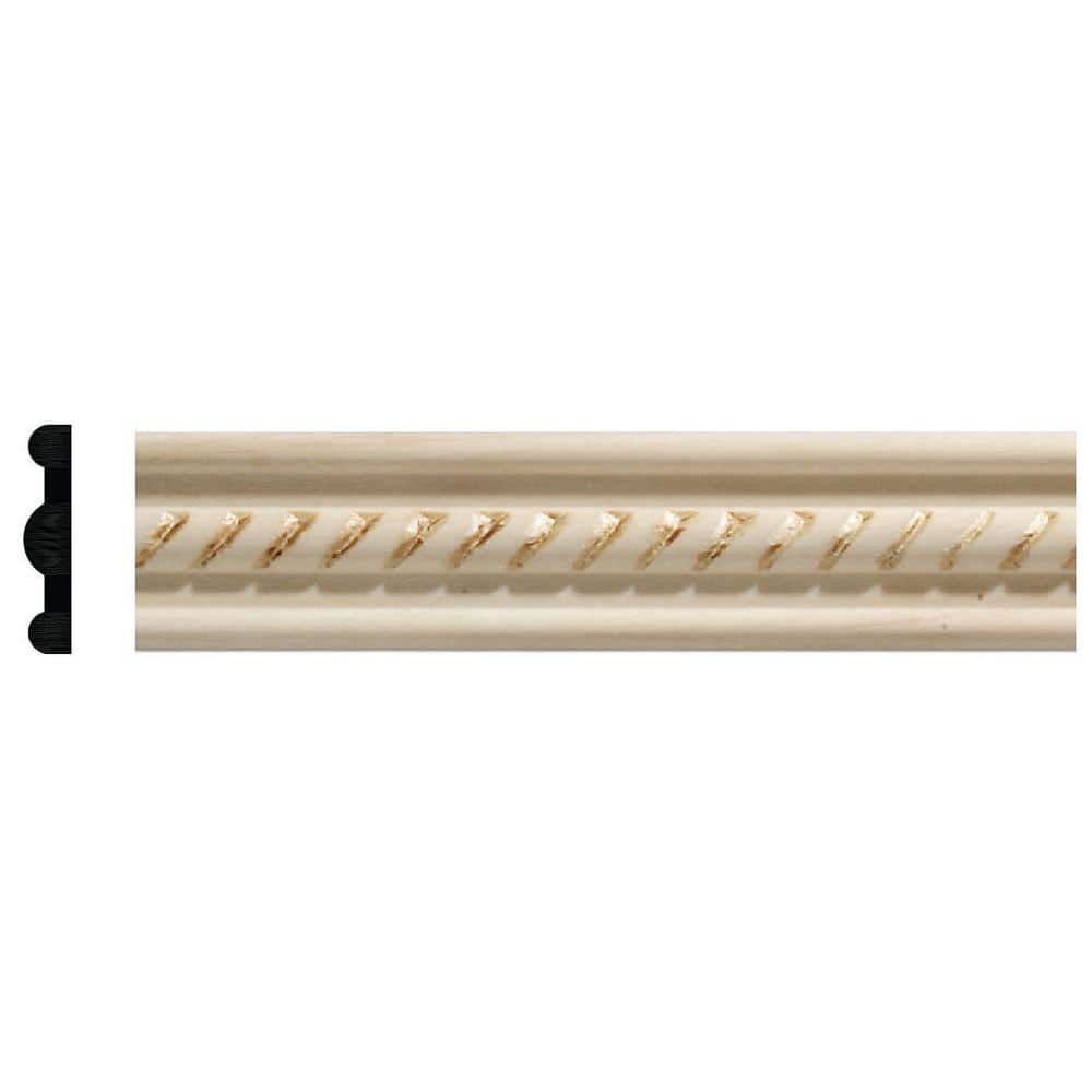 Unfinished White Hardwood Rope Detail Moulding, 8-ft