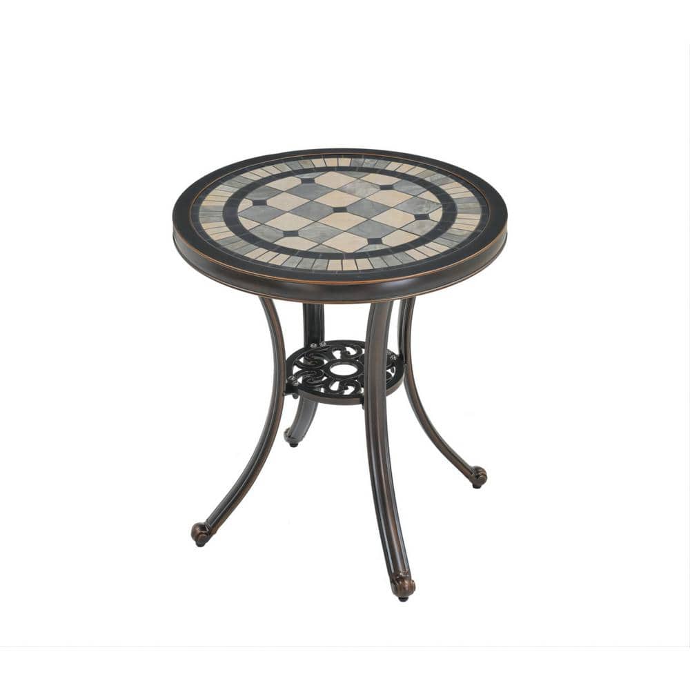 Clihome Round Cast Aluminum Outdoor Dining Table with Ceramic Desktop