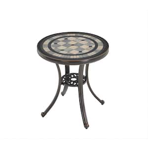 Round Cast Aluminum Outdoor Dining Table with Ceramic Desktop
