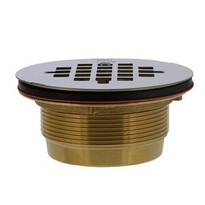 2 in. No Caulk Shower Stall Drain with Brass Body and 4-1/4 in. O.D. Stainless Steel Strainer (140NC)