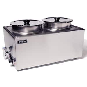 Commercial Stainless Steel Bain Marie Buffet Food Warmer Steam Table for Restaurants, 2-Round-Sections with Tap