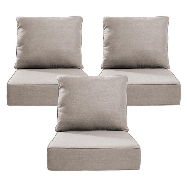 24  in. x 24  in.6-Piece Replacement Outdoor Lounge Chair, Sectional, Couch Cushion in Beige