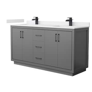 Icon 66 in. W x 22 in. D x 35 in. H Double Bath Vanity in Dark Gray with White Cultured Marble Top