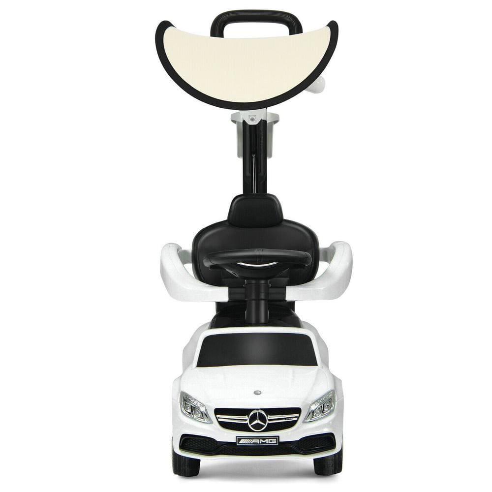White Mercedes-Benz Licensed 3-in-1 Ride-On Push Car
