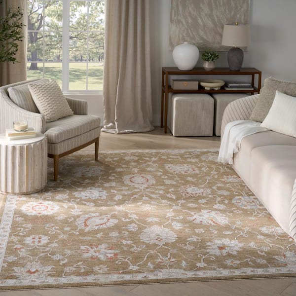 Asher Mocha 8 ft. x 10 ft. All-over design Traditional Area Rug