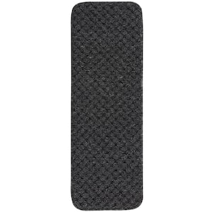 Waffle Dark Gray 26 in. x 8.5 in. Non-Slip Rubber Back Stair Tread Cover (Set of 15)