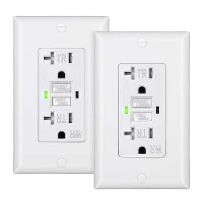 20 Amp 125-Volt Self-Test Tamper Resistant GFCI Duplex Outlet, White 2-Pack