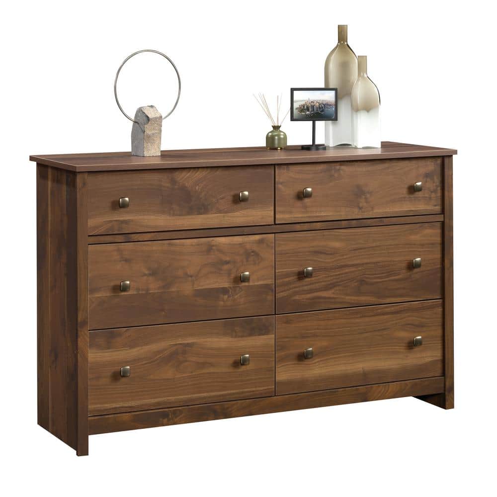 Grand Walnut 57'' Double Dresser with Deep Drawers