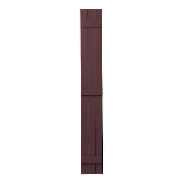 Ply Gem 11 in. x 81 in. Polypropylene Plastic 3-Board Closed Board and Batten Shutters Pair in Vineyard Red