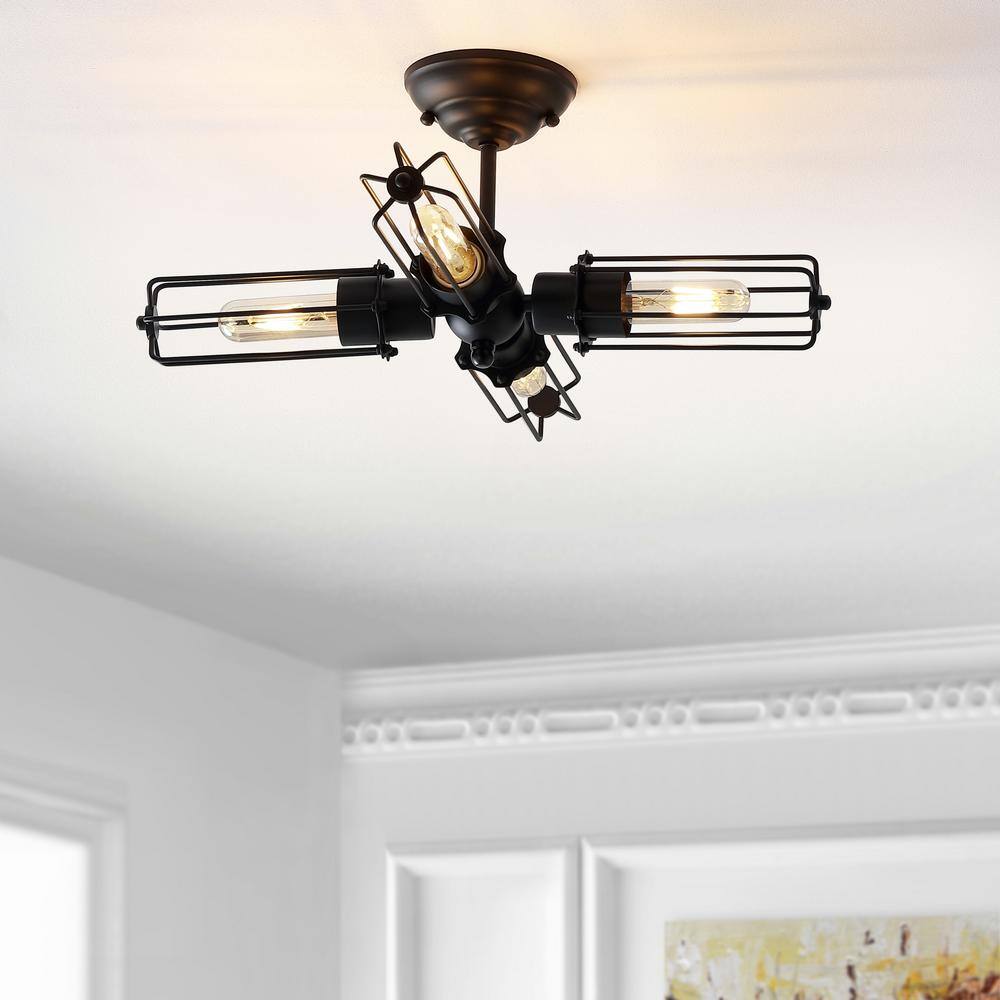 Chase 20" Black Metal LED Flush Mount Drum Light
