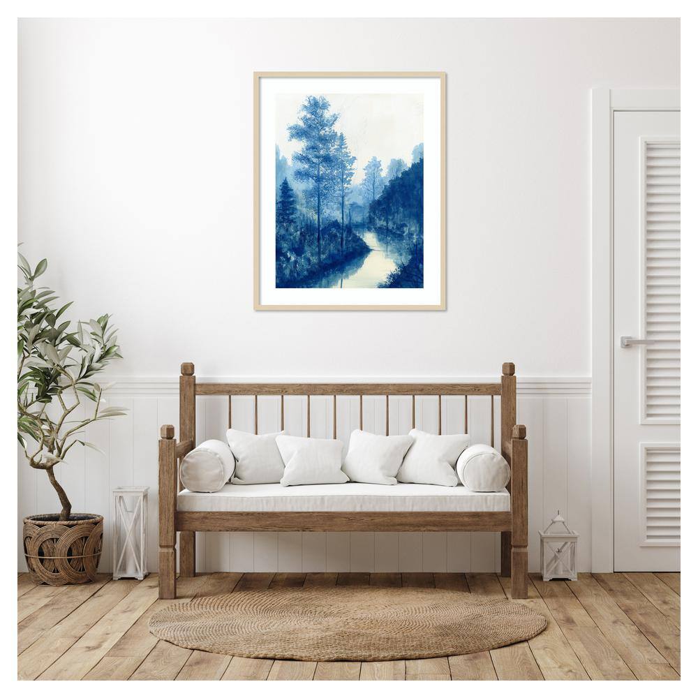 Liberty Blue Landscape II Framed Graphic Art Print in Natural Wood