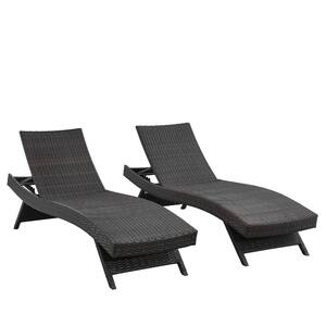 Brown All-Weather Adjustable Resin Outdoor Patio Chaise Lounger (Set of 2)