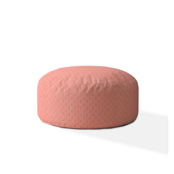 HomeRoots Pink 100% Polyester Round Pouf 20 in. x 24 in. x 24 in. Ottoman