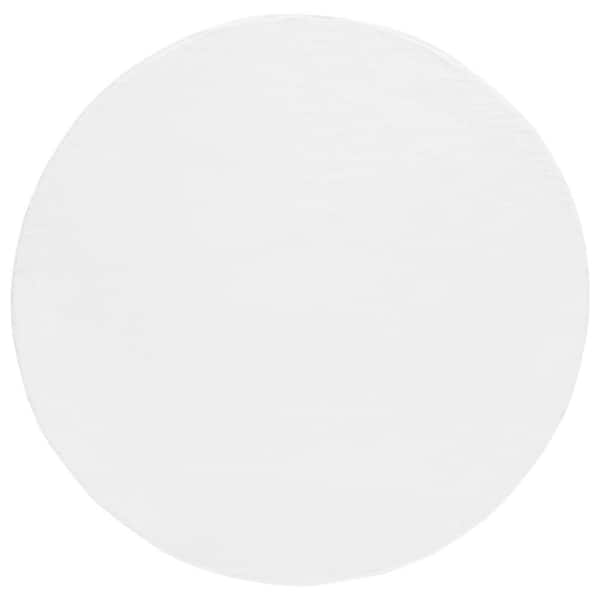 SAFAVIEH Faux Rabbit Fur White 6 ft. x 6 ft. Solid Flokati Round Area Rug