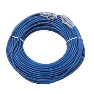 100 ft. 28 AWG Ultra Slim CAT6 RJ45 Unshielded Twisted Pair Patch Cable, Blue