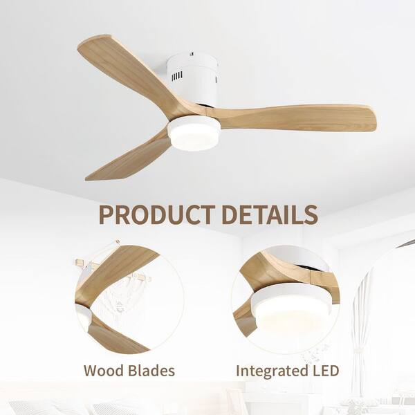 PUDO 52 in. Classic Indoor Integrated LED White Natural