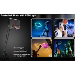 Adjustable 8-10 ft. Outdoor Polycarbonate Basketball Hoop with Super Bright LED Lights, Portable Design