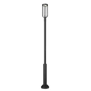 Leland 118.25 in. 1-Light Sand Black Aluminum Hardwired Outdoor Marine Grade Post Mounted Light with Integrated LED