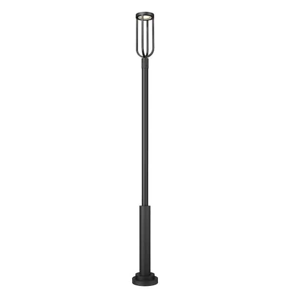 Leland 118.25 in. 1-Light Sand Black Aluminum Hardwired Outdoor Marine Grade Post Mounted Light with Integrated LED