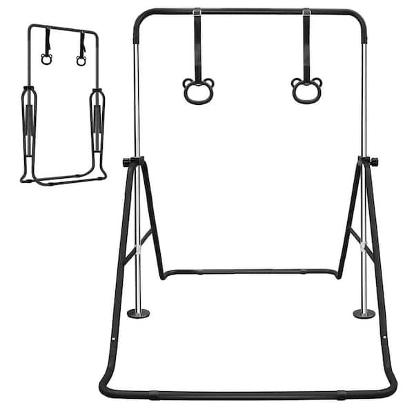 Unbranded Black Multi-Functional Adjustable Height Children's Horizontal Gymnastic Bar With Bear Rings