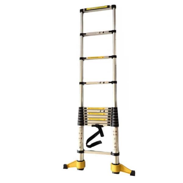 11.5 ft. Aluminum Extension Ladder with 360° Rotatable Stabilizer Bar and Metal Tool Suction Magnetic Strip, 330 lbs.