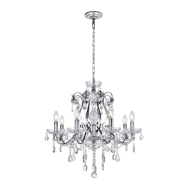 Unbranded 26 in. Home Living 8-Light Chrome Chandelier with no Bulbs Included