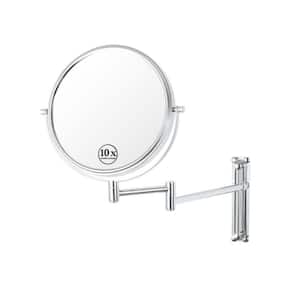 8-inch Round Wall Bathroom Vanity Mirror in Chrome, 1X/10X Magnification Mirror, 360° Swivel with Extension Arm