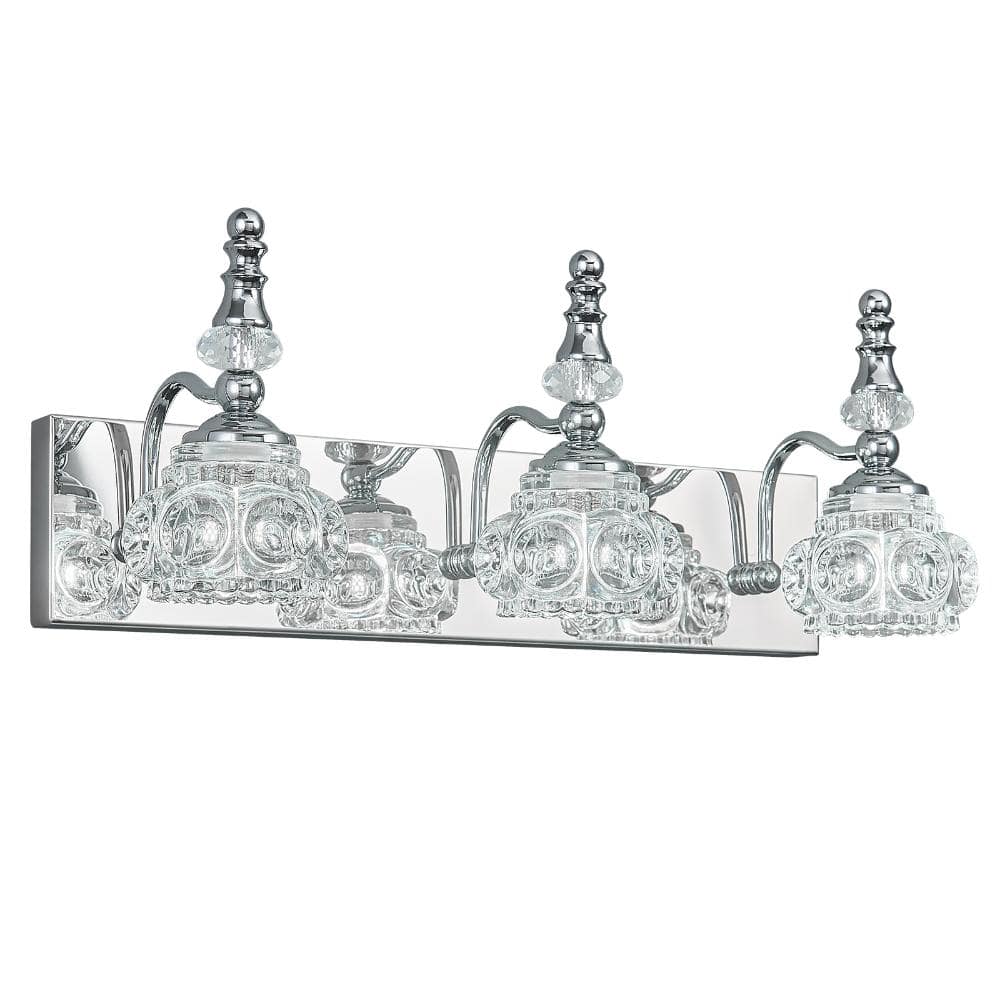 19.68 in. 3-Light Chrome Vanity Light Clear Glass For Bathroom Mirror Bedroom Hallway Farmhouse price history on PriceWatchPro