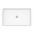 JACUZZI 60 in. x 42 in. Center Drain 3.19 in. Shower Base in White ...