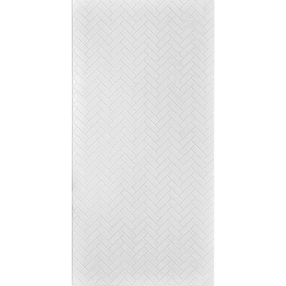 Herringbone Gloss White 3D Textured PVC Wall Panels 4ft x 8ft