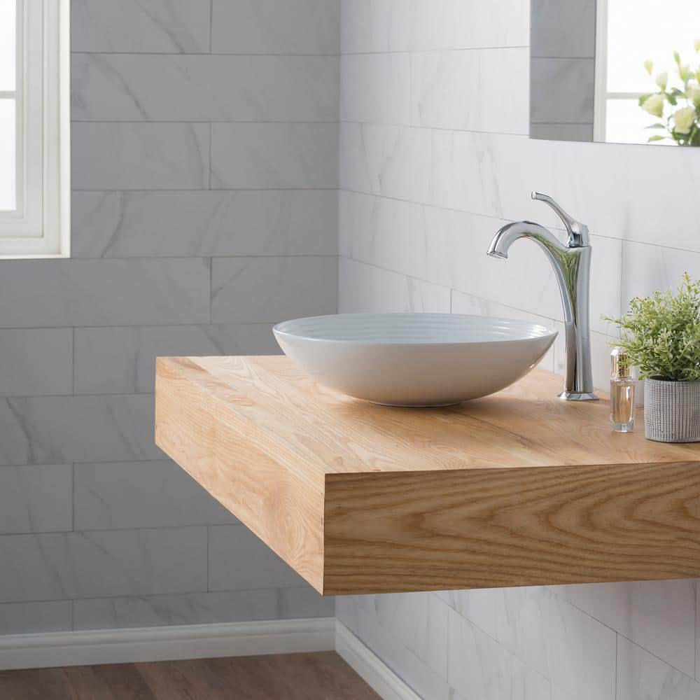 Viva Round White Ceramic Vessel Bathroom Sink, 16 1/2 in.