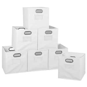 12 in. H x 12 in. W x 12 in. D White Fabric Cube Storage Bin 12-Pack