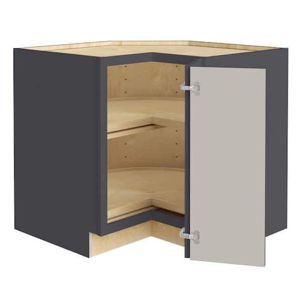 Home Decorators Collection Washington 33 in. W x 24 in. D x 34.5 in. H Assembled Plywood Corner Lazy Susan Base Kitchen Cabinet in Onyx RH