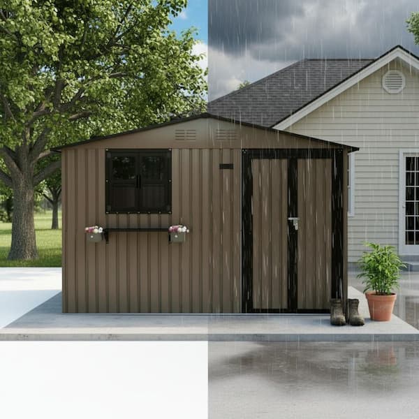 IMAGACFUN 10 x 8 ft. Outdoor Metal Storage Shed with Lockable