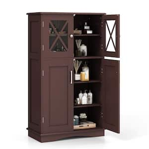 23.5 in.W x 12 in.D x 42.5 in.H Brown MDF Freestanding Linen Cabinet