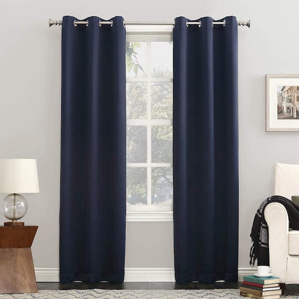 Sun Zero Navy Woven Thermal Blackout Curtain - 40 in. W x 63 in. L