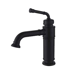 Single Handle Single Hole Bathroom Faucet with Valve Deck Mounted Brass Bathroom Sink Faucets in Matte Black