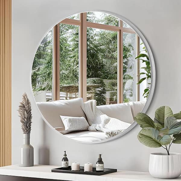 Silver round wall mirror hotsell