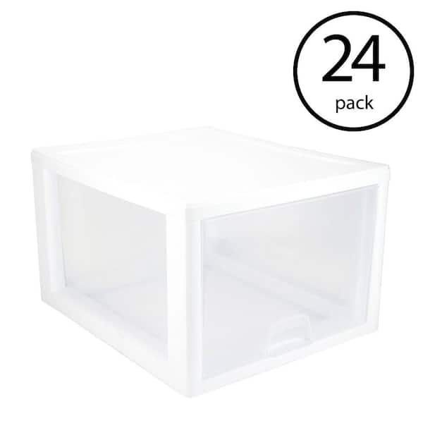 Sterilite 10 25 In D X 17 In H 27 Qt 1 Drawer Single Modular Stacking Storage Drawer Container 24 Pack 24 X The Home Depot