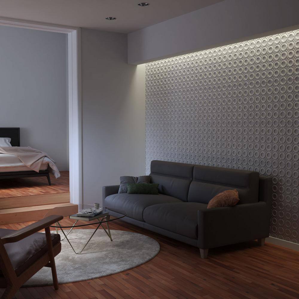 White Geometric Textured 3D PVC Wall Panels, 50-Pack