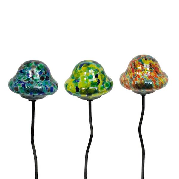Echo Valley LunaLite Mushroom Planter Stake Assortment Planter Accessory (3-Pack)