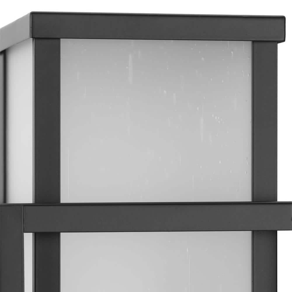 Matte Black Steel 24" Outdoor Wall Lantern with Etched Glass