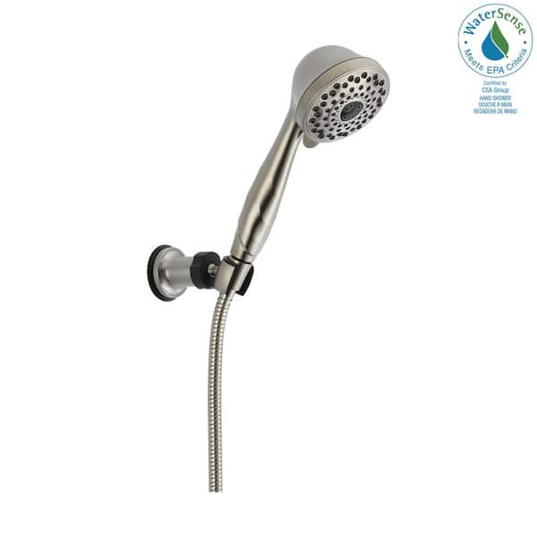 Delta 7-Spray Patterns 1.75 GPM 3.81 in. Wall Mount Handheld Shower Head in Stainless