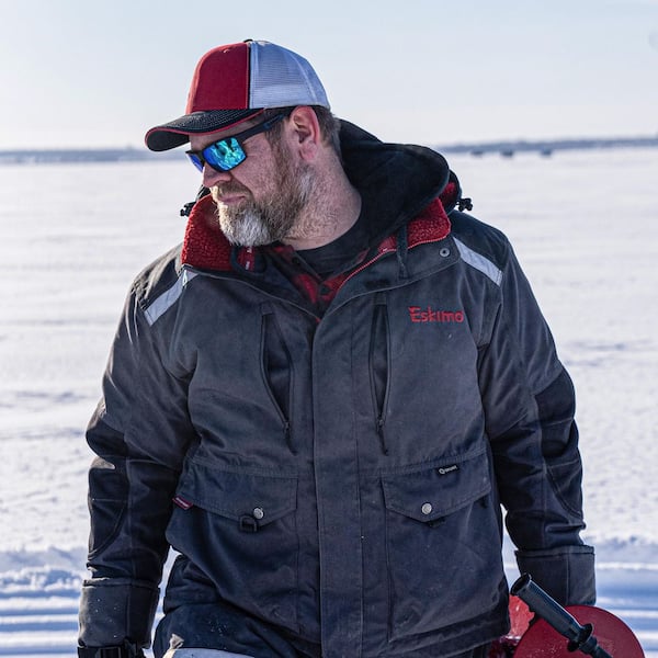 Eskimo Ice Fishing Gear Men's Flag Chaser Jacket Gray/Black/Red 31525