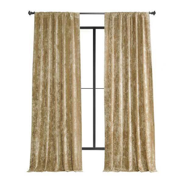 Exclusive Fabrics & Furnishings Gold Lush Crush Velvet 50 in. W x 120 in. L - Rod Pocket Room Darkening Curtains (Single Panel)