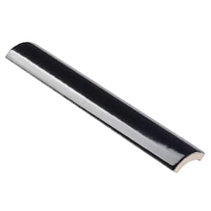 Remington Black 1.18 in. x 7.87 in. Polished Porcelain Wall 1/4 Round Bullnose Tile