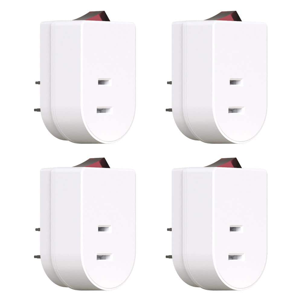 15 Amp 125-Volt 2 Prong Grounded Single Outlet Adapter Plug with Red Indicator On/Off Switch, White( 4-Pack) price history on PriceWatchPro