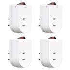 15 Amp 125-Volt 2 Prong Grounded Single Outlet Adapter Plug with Red Indicator On/Off Switch, White( 4-Pack)