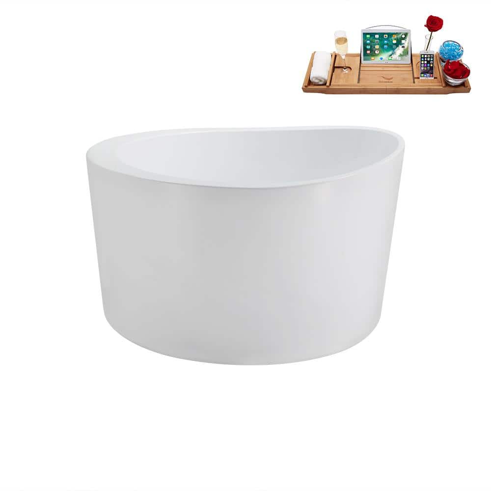43.3'' Glossy White Round Acrylic Freestanding Soaking Tub