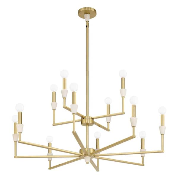 Thesis Montclair 38 in. 12-light Brushed Gold and Natural